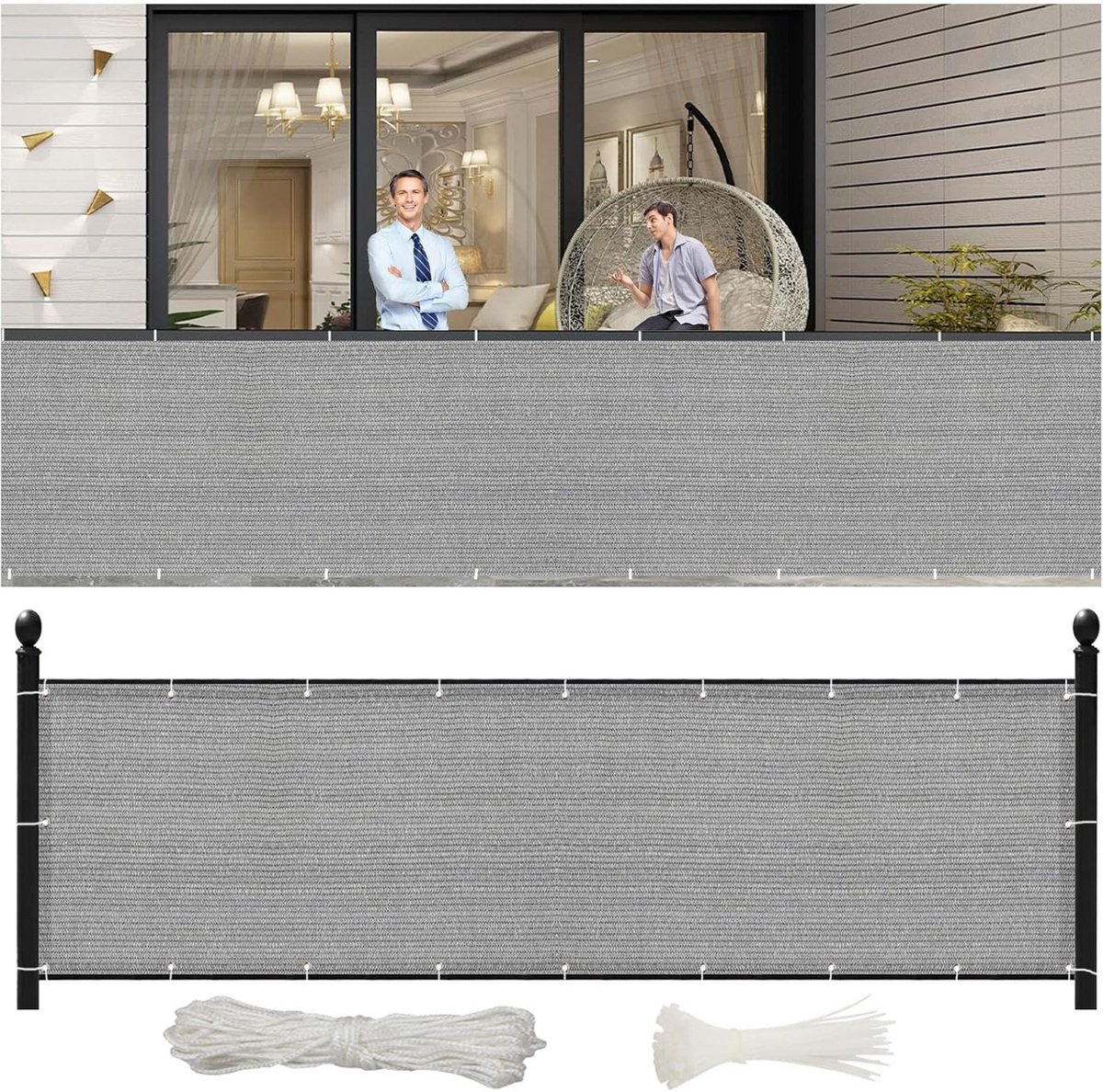Balkon Privacyscherm Grijs 130x1000 cm - Zonwerend en Inkijkdicht Scherm voor Tuin en Terras