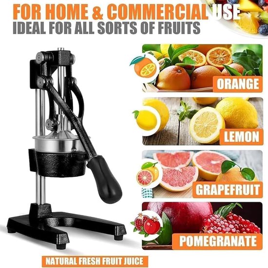 Handmatige Sapcentrifuge - Fruitpers - Citrus Sappen - Zware Gietijzeren Basis - 39x22x17cm - Rood — afbeelding 3