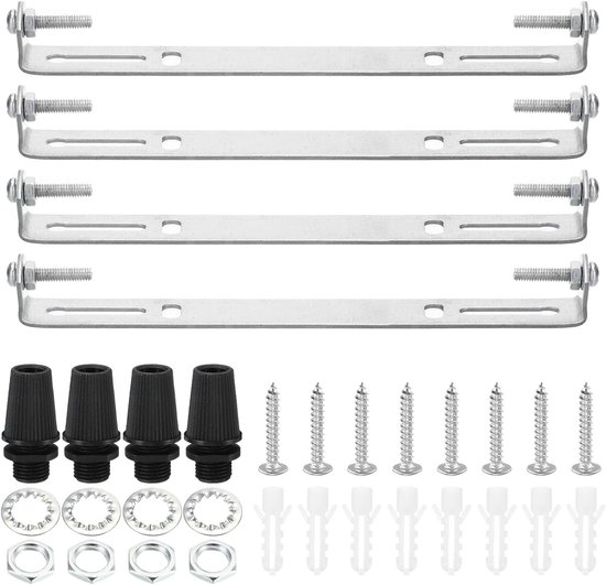 Plafondlamp montagebeugel set 4 stuks 200mm zilver – stevige platen voor hanglampen en kroonluchters