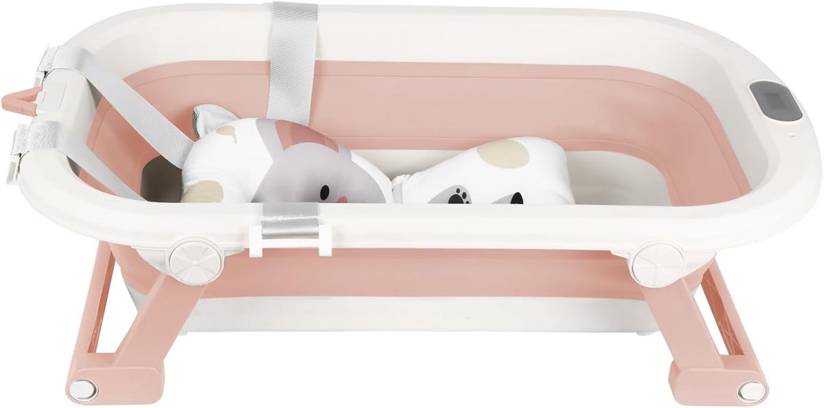 Opvouwbaar Babybad - Draagbaar Kinderbad - Veilig Baden - Geïntegreerde Thermometer - XXL 80cm - Roze