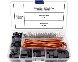 Servo Connectoren Set - JR Connectoren - Modelbouw Reparatie - Inclusief 3m Kabel - 40 Sets - Zwart Zilver