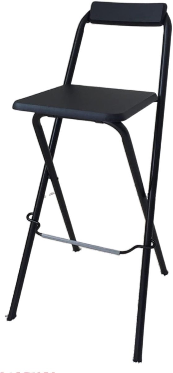 Opklapbare barkruk - Hoge kruk - Bar en keuken - Met rugleuning - Zithoogte 70cm - Zwart