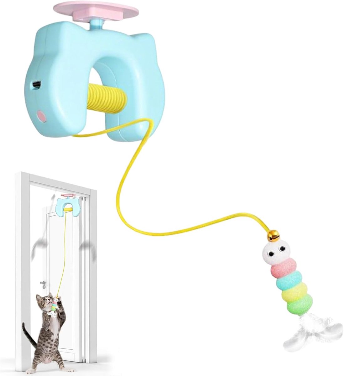 Elektrisch Kattenspeelgoed - Interactief Huisdier - Jachtsimulatie Training - Bewegingssensor Actief - 9 x 9 x 4 cm - Blauw