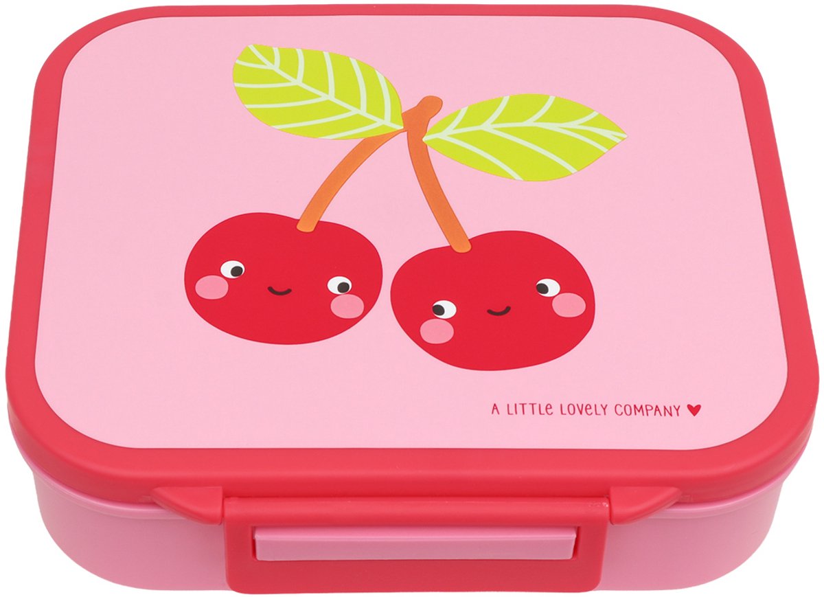 A Little Lovely Company - Lunch box - brooddoos met vakjes - Vrolijke kersen