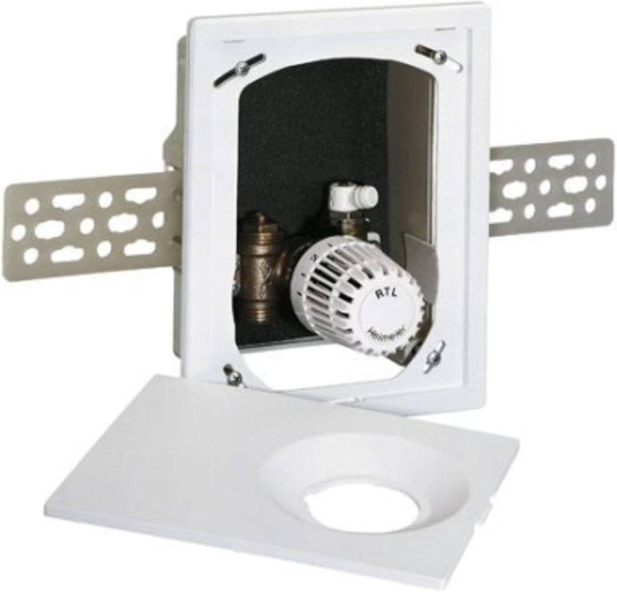 Inbouw Regelunit - Thermostaatkraan - Vloerverwarming Regelen - Met Retourtemperatuurbegrenzer - Inbouwdiepte 60mm - Wit