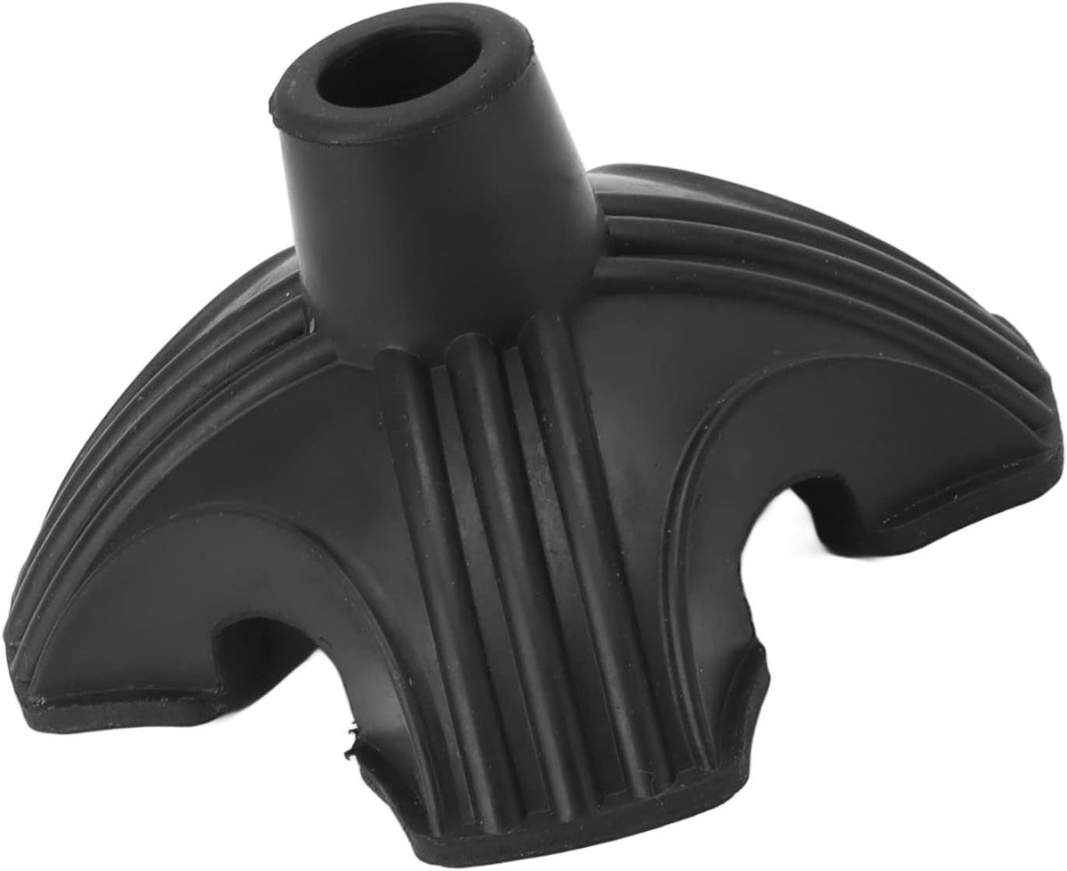 Wandelstok Dop - Vervanging Rubberen Voet - Veilige Stabiliteit - Vier Punten Grip - 12.3 x 12.3 cm - Zwart