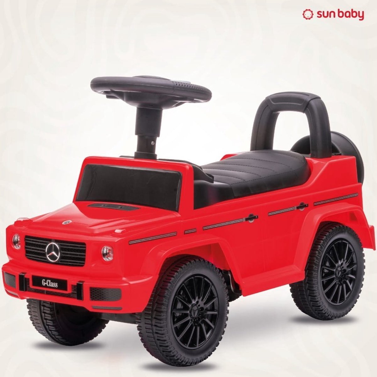 Mercedes G Klasse Kindervoertuig, loopauto met Claxon, ride on, babyauto, loopstoeltje met claxon en motorgeluiden, max 25 kg (Rood)