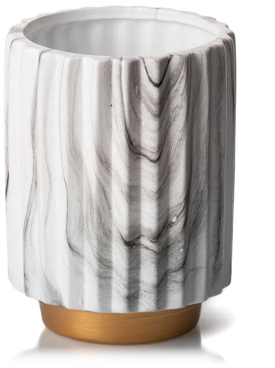 GreenHome MarbleArt - Vaas - Marmerlook - Handgeschilderd goud - Keramisch materiaal - 12 cm