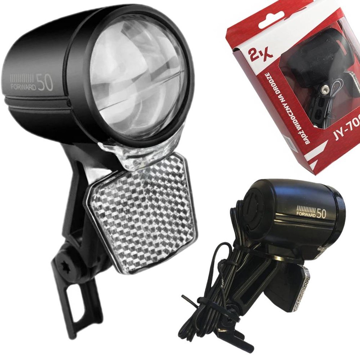 2K Optic Series - Fietsverlichting Voorzijde - Naafdynamo - 50 Lux LED - Lichtsensor & Dagrijverlichting