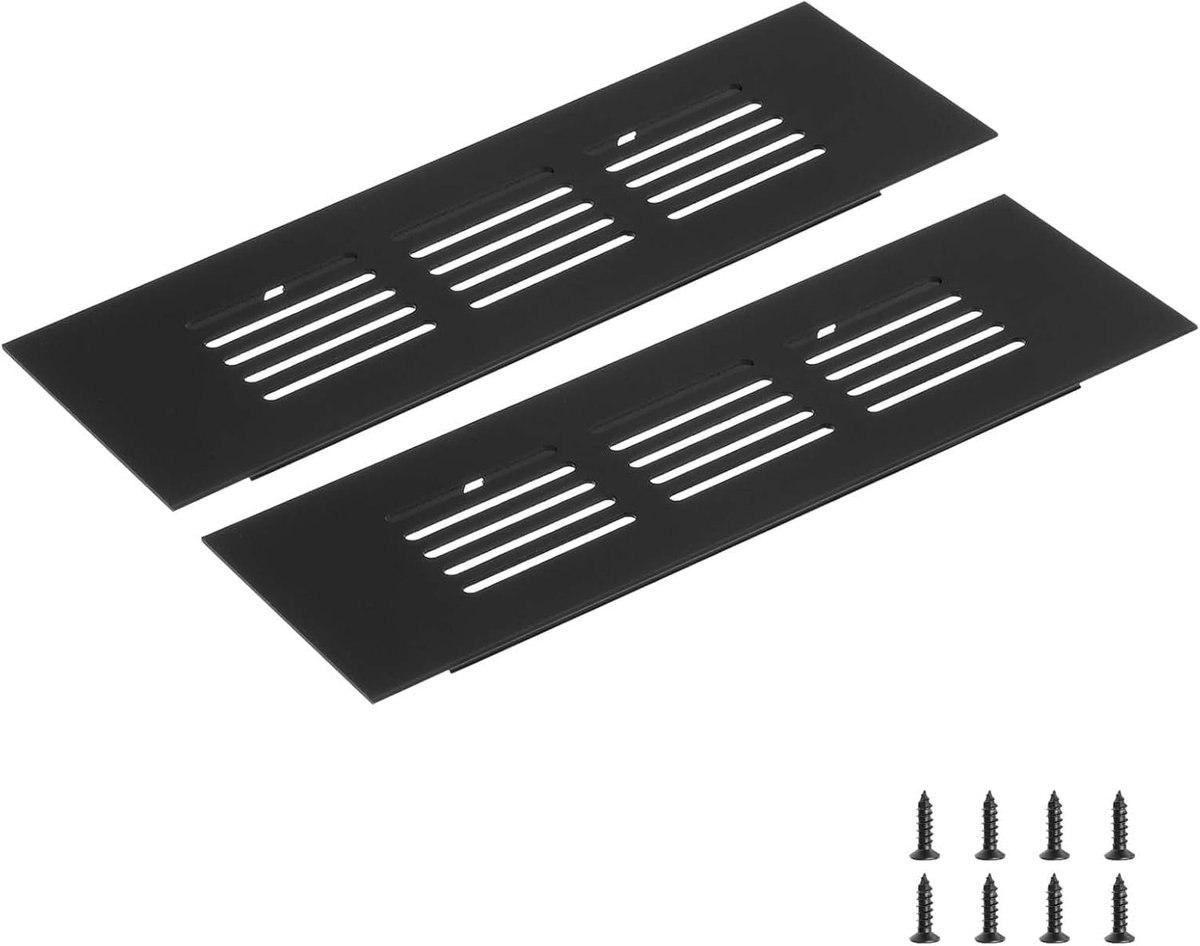 Ventilatierooster Rechthoekig - Luchtgaten Afdekking - Kast Ventilatie - Corrosiebestendig Aluminium - 150 x 50 mm - Zwart