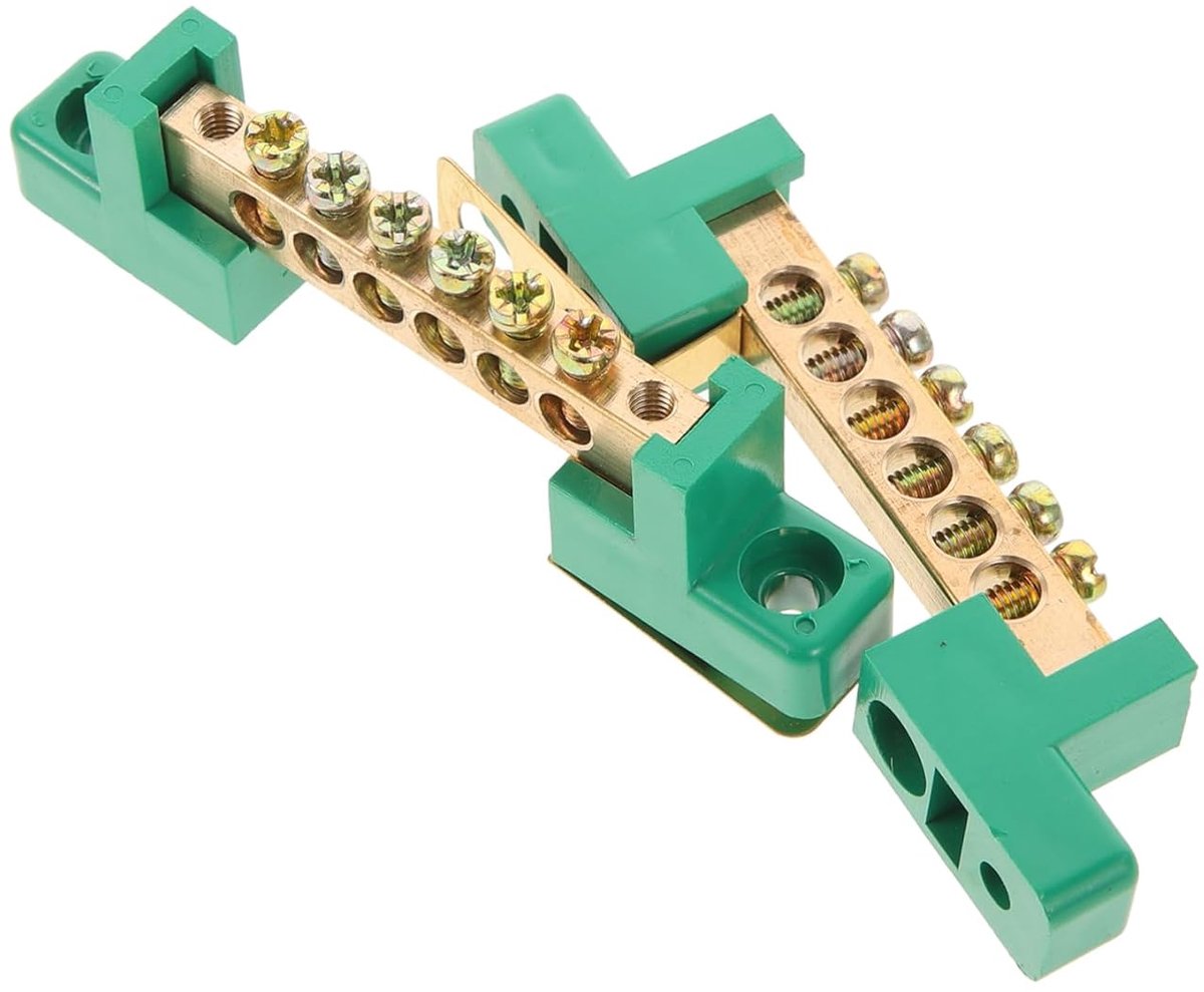 Elektrische Aansluitklem - Aardingsrailset Klemmenblok - Verdeelkast Aarden - 6 Aansluitposities - 82 x 21 cm - Multi