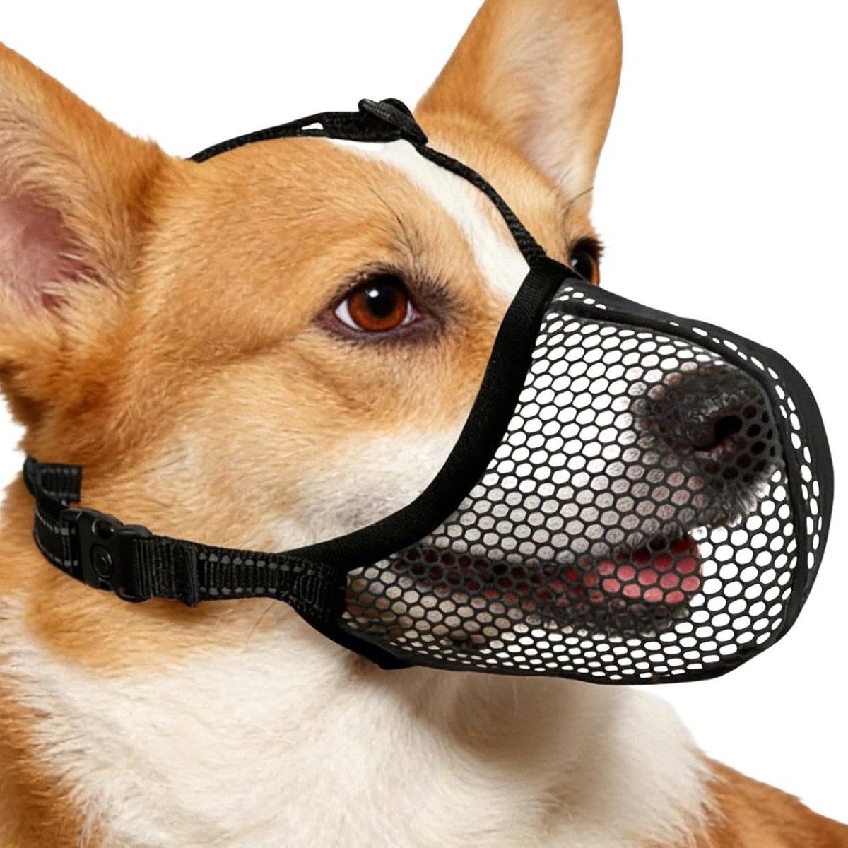 Honden Muilkorf - Ademend Hondentuig - Veiligheid Training - Verstelbaar Ademend Net - Maat S M L - Zwart Grijs