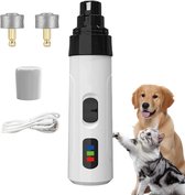 Verbeterde Stille Honden Nagelslijper - Professionele 2-Snelheden Oplaadbare Trimmer - voor Kleine/Middelgrote/Grote Honden & Katten - Wit - 1 Set