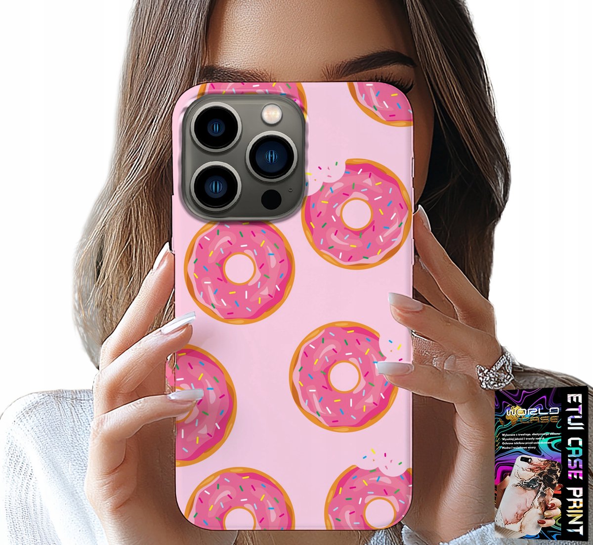 HOESJE VOOR IPHONE 14 PRO MAX - PATROON MET DONUTS EN SUIKERLAK