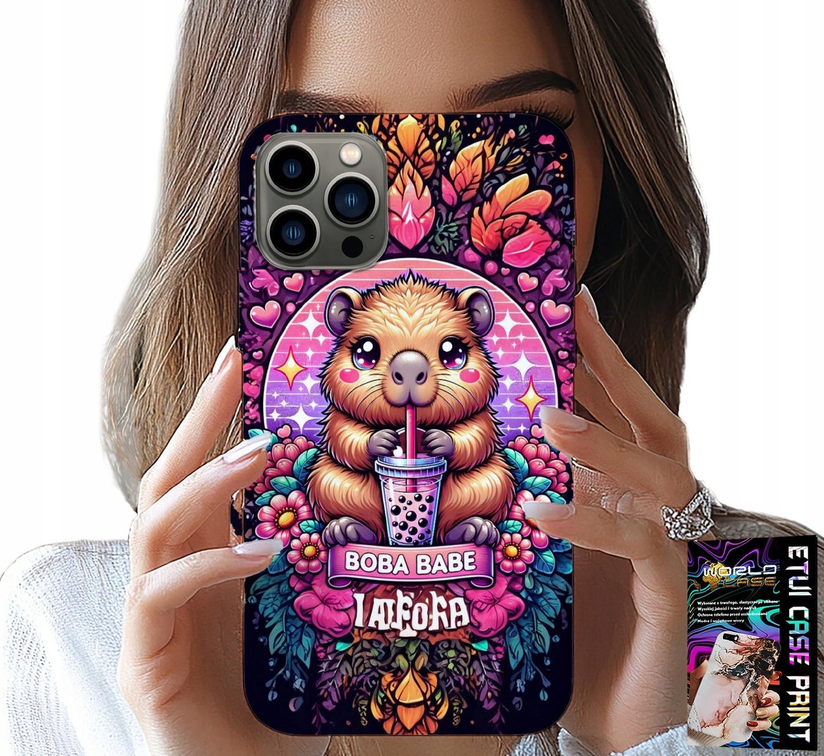 iPhone 12 Pro Max hoesje - schattige capibara met sjeik, geweldige patronen