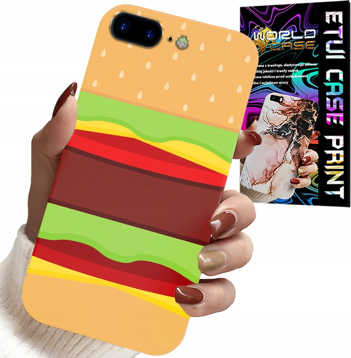 HOESJE VOOR IPHONE (7 PLUS) - HOESJE MET BURGER EN CHEESEBURGER CADEAU