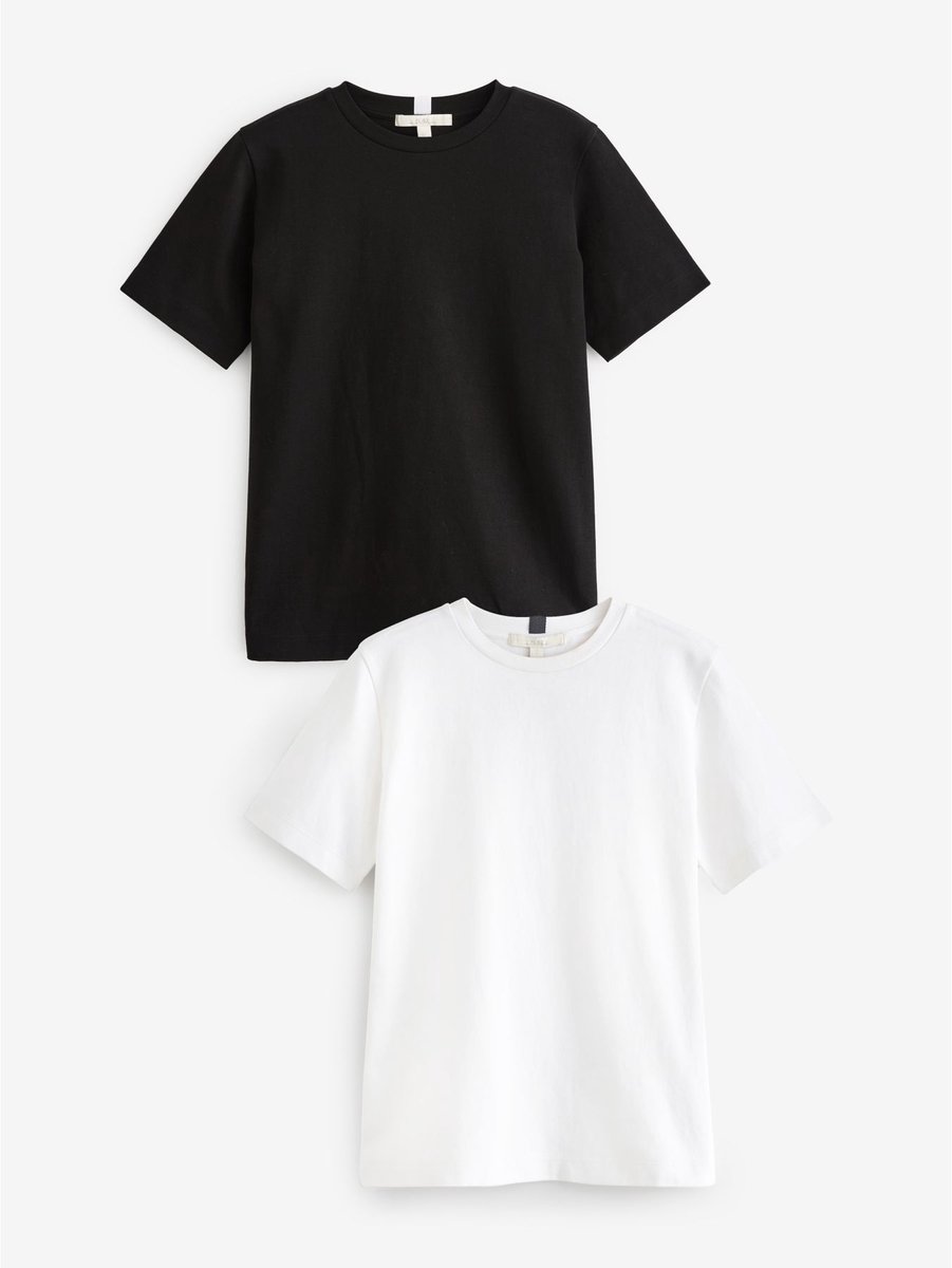Next - Dames - Verpakking van 2 dikke T-shirts met korte mouwen - Zwart