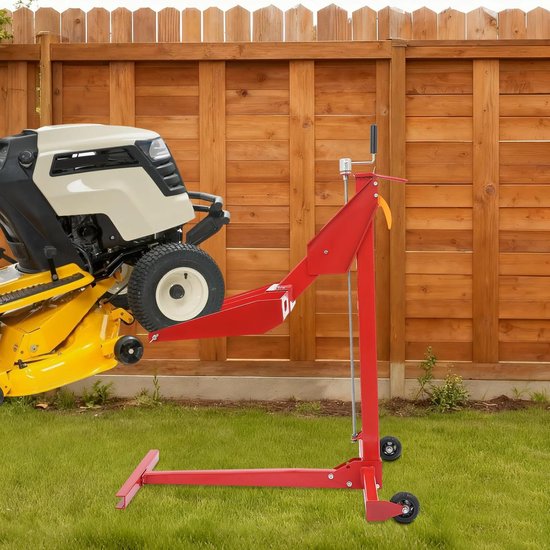 Gazontractorkrik - Zitmaaierlift Trolley - Onderhoud Machine - Verstelbare Uittrekbaar - Tot 126 cm - Rood Zwart — afbeelding 2