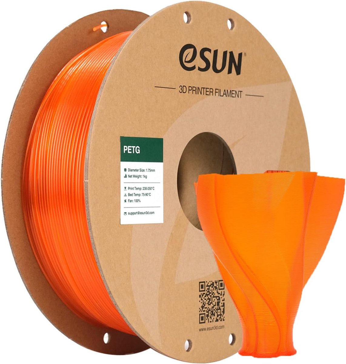 3D Printer Filament - PETG Materiaal - Functionele Onderdelen - Hoge Taaiheid Stabiliteit - 1.75mm Diameter - Transparant Oranje
