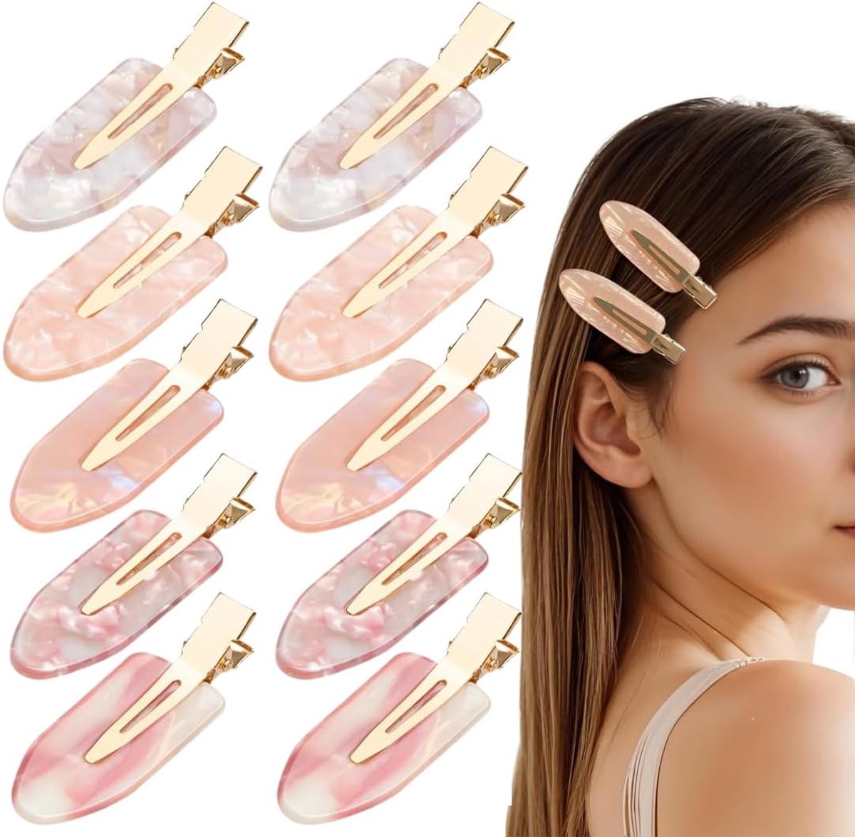 Haarspelden Set - Naadloze Spelden - Make-up en Styling - Kreukvrij Ontwerp - 10 Stuks - Roze