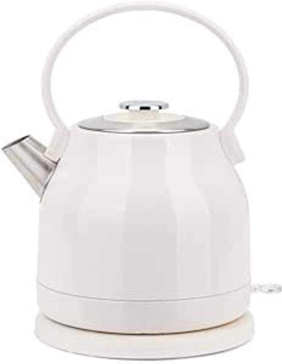 SAVI® Waterkoker Retro - Vintage Waterkoker - Elektrische Waterkoker - Crème - 24cm x 18cm x 28cm