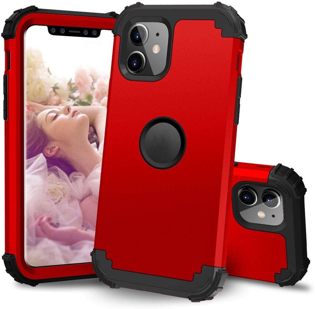 Mobigear Hoesje geschikt voor Apple iPhone 11 Telefoonhoesje Hardcase | Mobigear Ultra Tough Backcover Shockproof | Schokbestendig iPhone 11 Telefoonhoesje | Anti Shock Proof - Rood