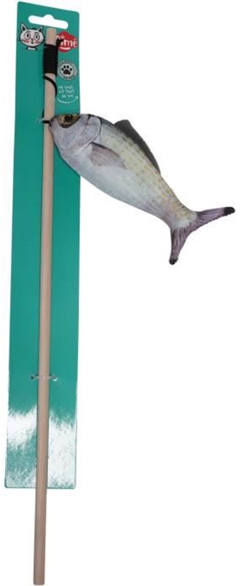 Kattenspeeltje - LOVE - Vishengel - Houten stok, vis 15cm