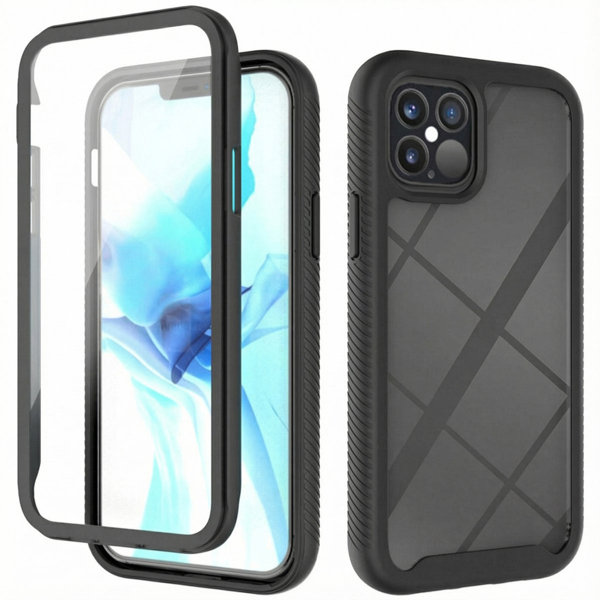 imoshion Hoesje - Geschikt voor Apple iPhone 12 Pro / 12 - 360° Full Protective Case - Zwart