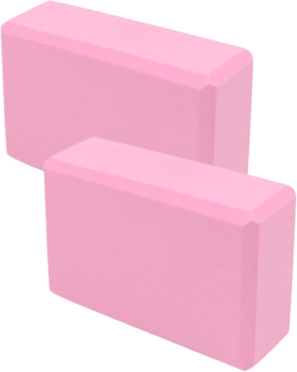 Yogablokken Set - Fitness Blokken - Balans Verbeteren - Antislip EVA Schuim - 23x15x7.5cm - Roze