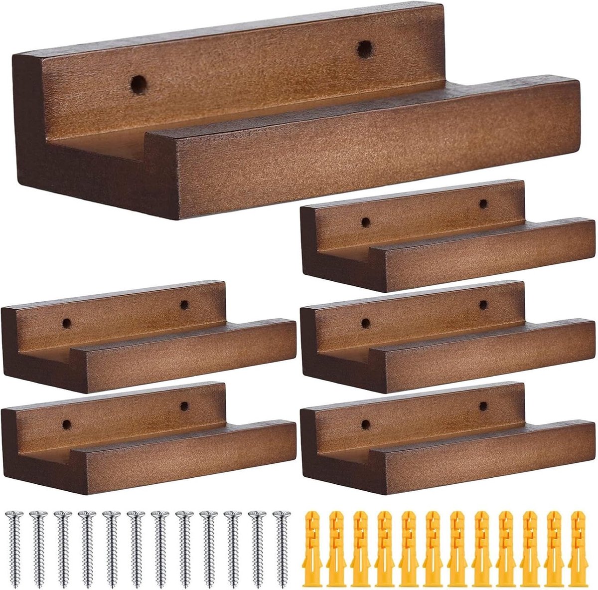 Album Wandhouder - Platenrek Boekenkast - Vinyl Opslag - Massief Houten Constructie - 6 stuks - Niet gespecificeerd