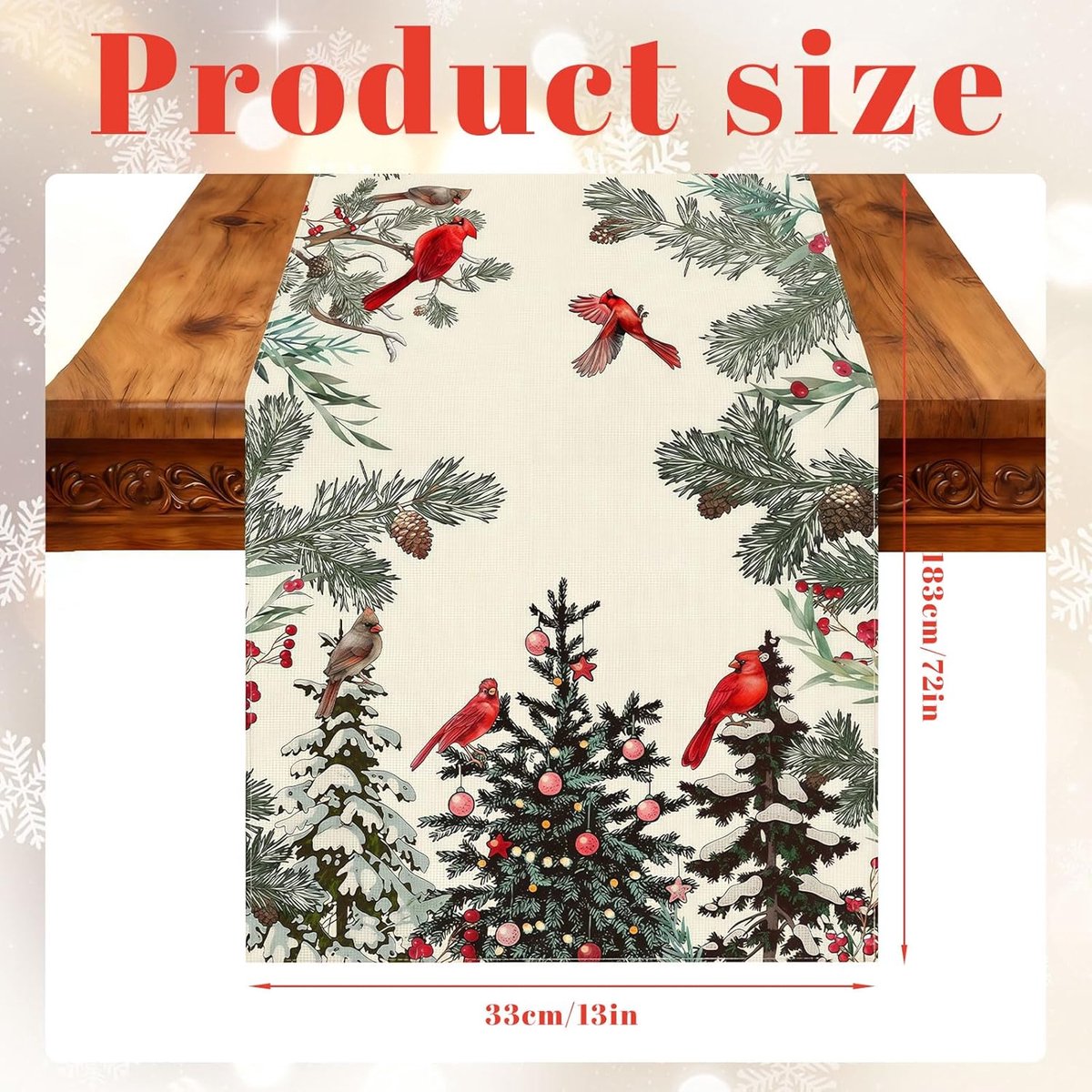 Kerst Tafelkleed - Tafeldecoratie - Feestelijke Sfeer - Stijlvolle Versiering - 33x183cm