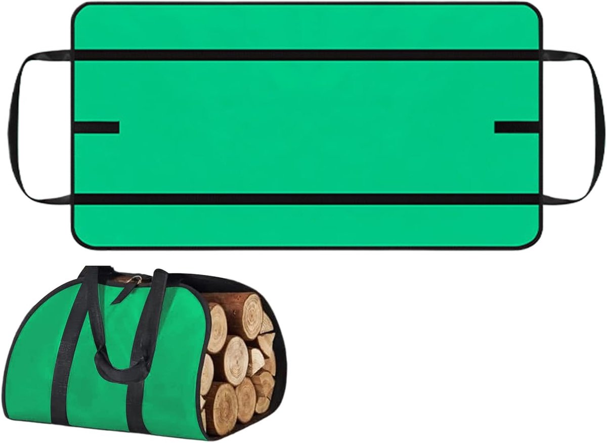 Brandhoutmand - Houten draagtas - Haardhout vervoer - Robuuste constructie - 100 x 40 cm - Groen