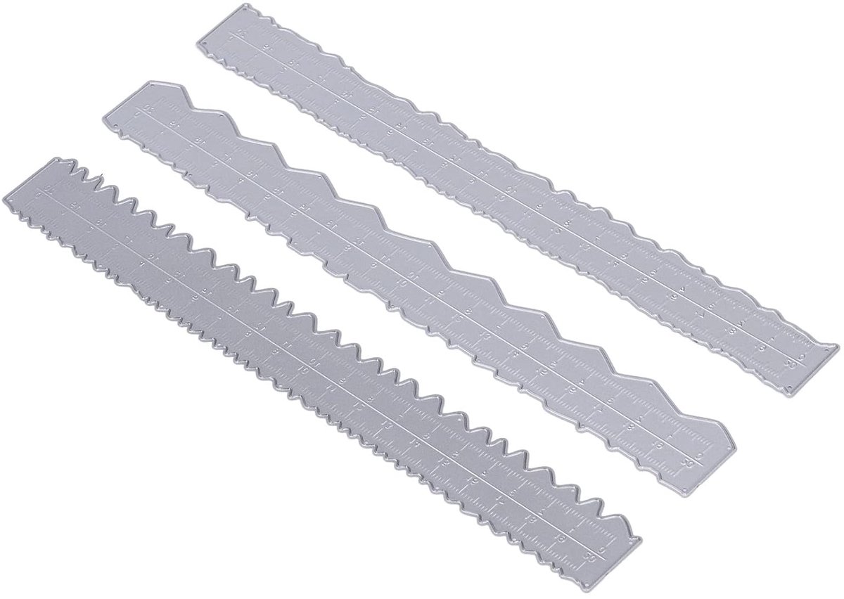 3Pcs Irregular Edges Ruler - DIY Making Carbon Steel Embossing - Decoratieve Lichtgewicht Kaart Metaal Deckle Tool voor Meten Snijden Scrapbooking School