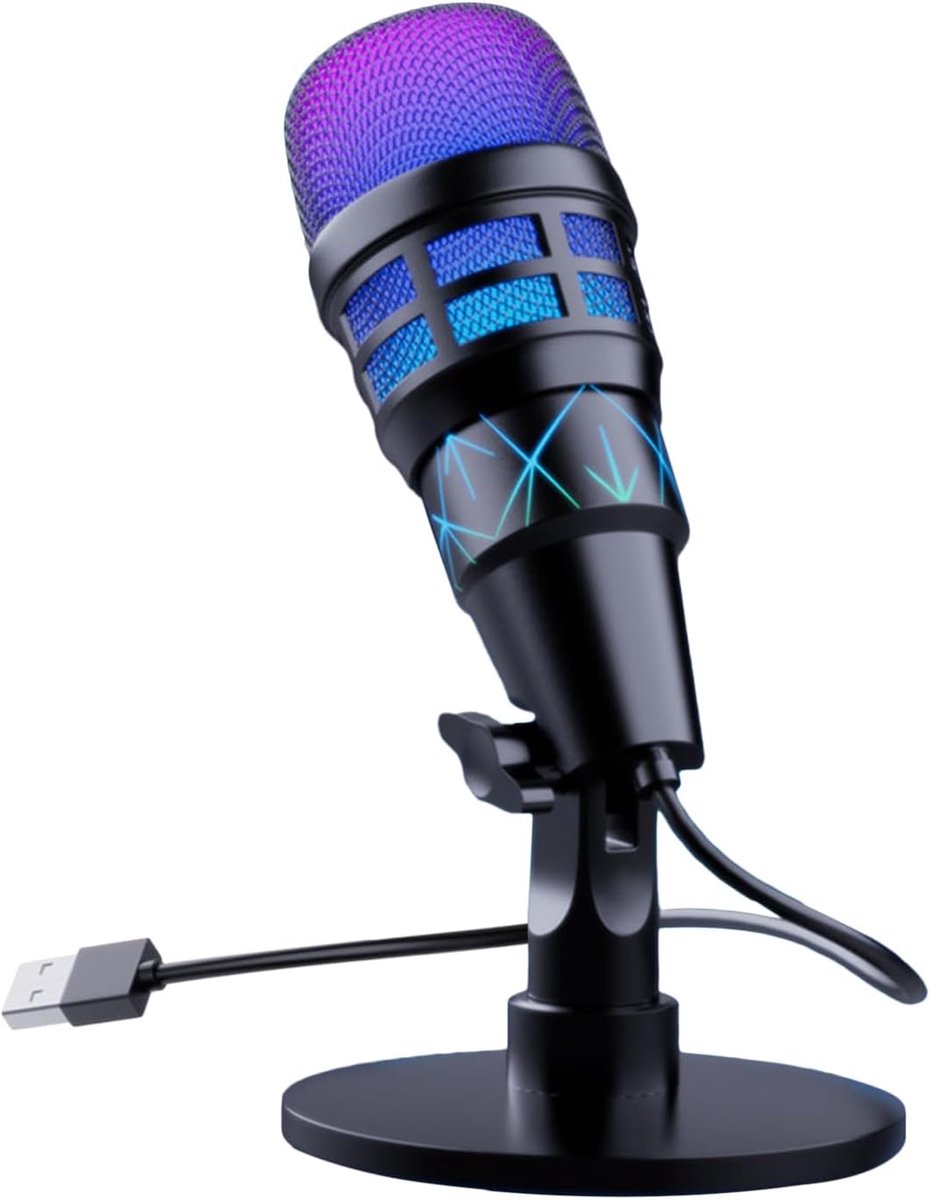 Draadloze USB Microfoon - Podcast Studio Tool - Streamen Muziek Opnemen - Inclusief Koptelefoon - 9x5x17cm - Kleurrijk
