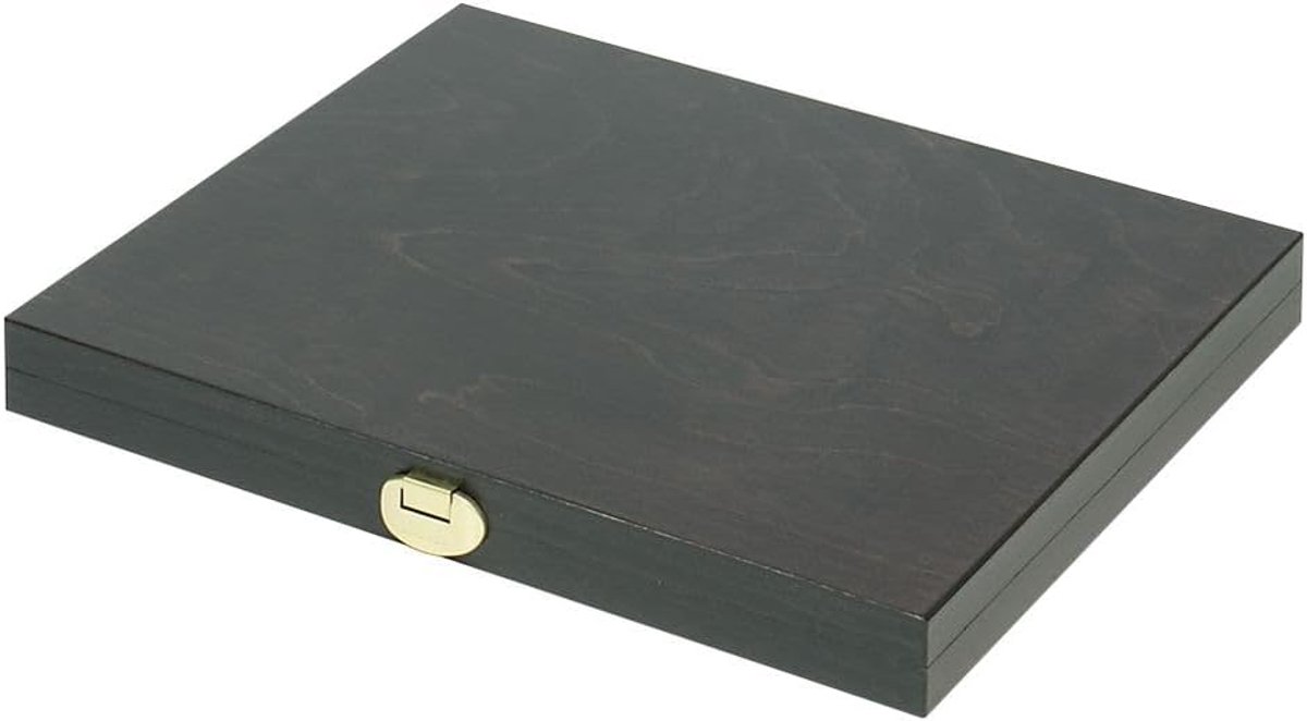 Houten Munt Koffer - Munten Opbergdoos - Verzamelen Presenteren - Echt Hout Donker - 303 x 240 x 30 mm