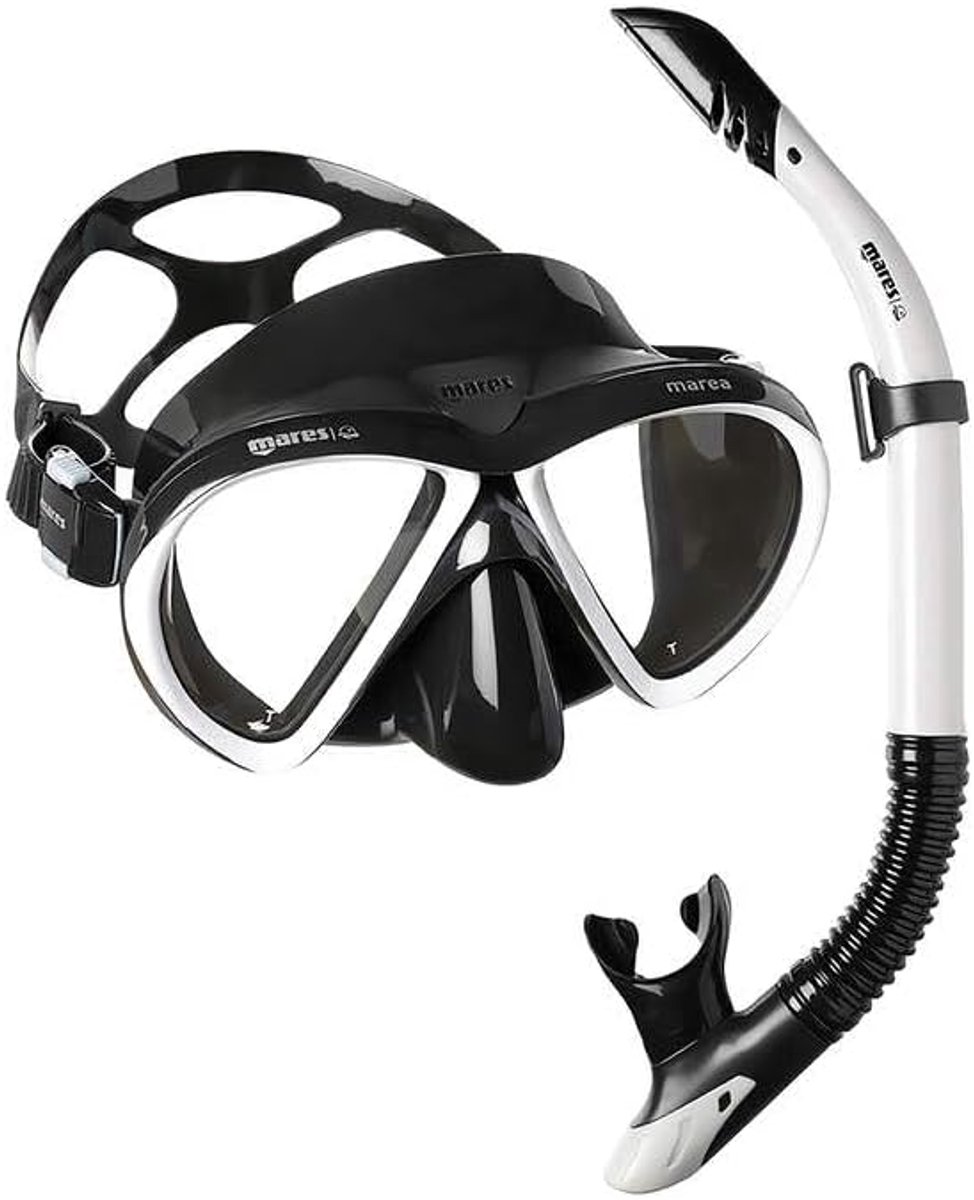 Snorkelset - Duikbril Set - Onderwater Verkenning - Comfortabele Pasvorm - Volwassen Maat - Wit Zwart
