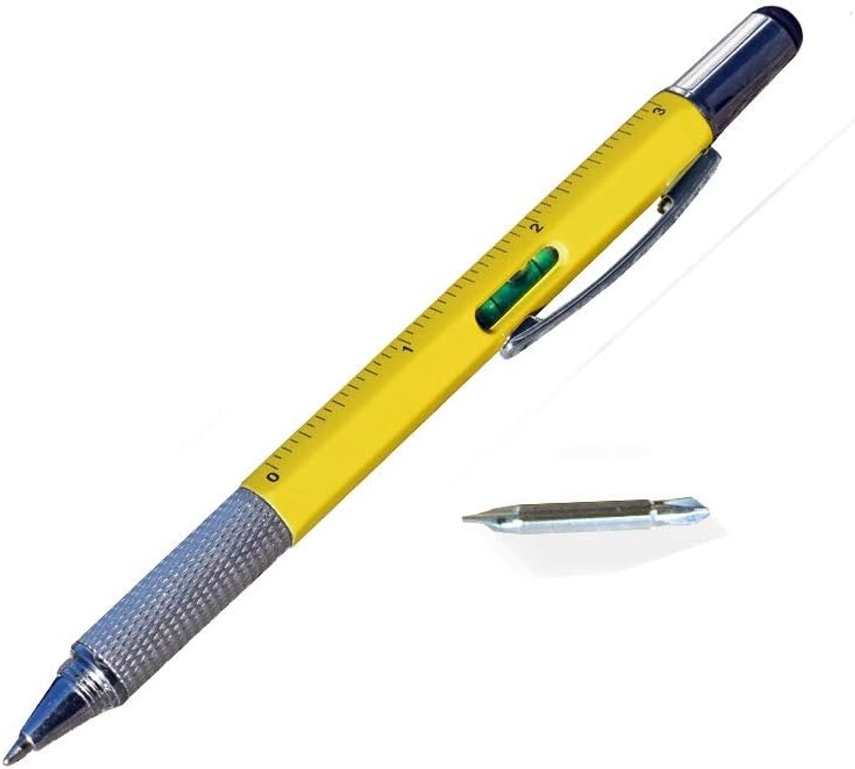 Multitool Pen - 6-in-1 Gereedschap - Klusser Essentieel - Geïntegreerde Waterpas - Pen formaat - Geel