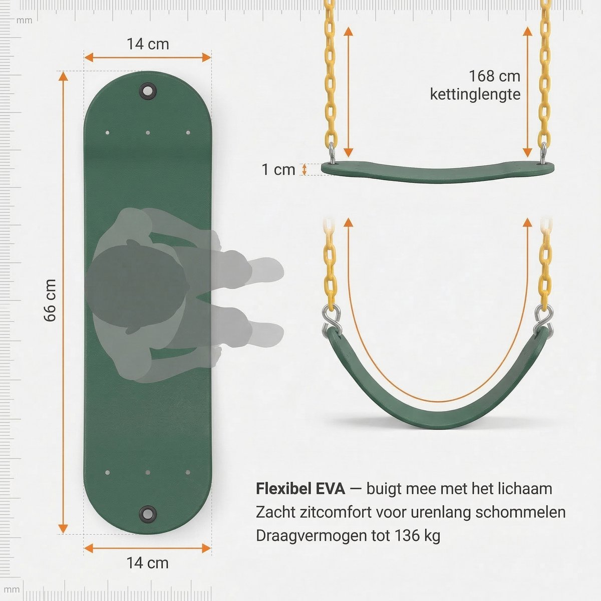 JAXY Schommel - Schommelzitje - Swing  - Kinderschommel - Groen — afbeelding 9