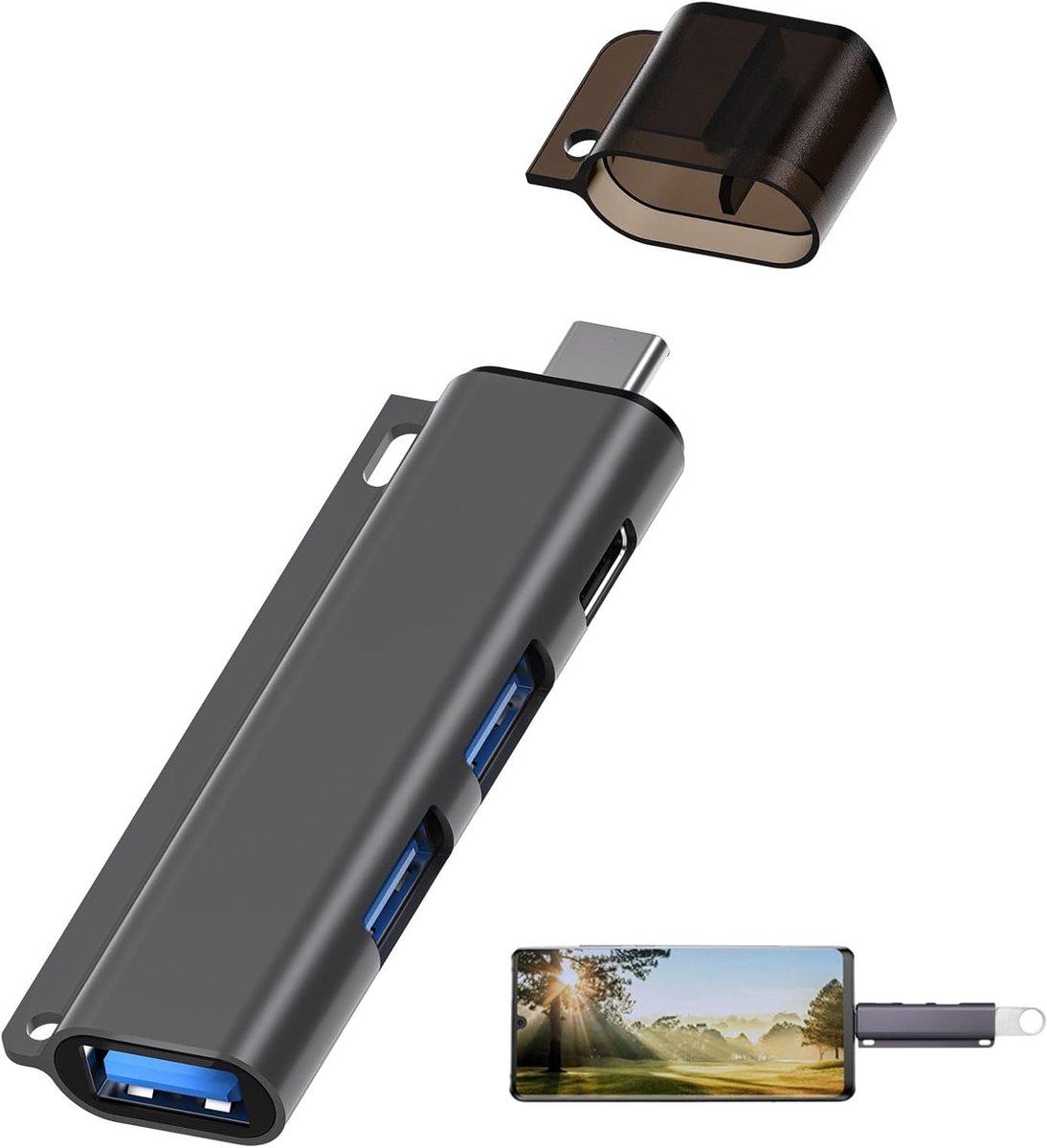 USB Hub - Poorten Uitbreider - Extra Apparaten - Aluminium Legering - 8.8 x 2.4 cm