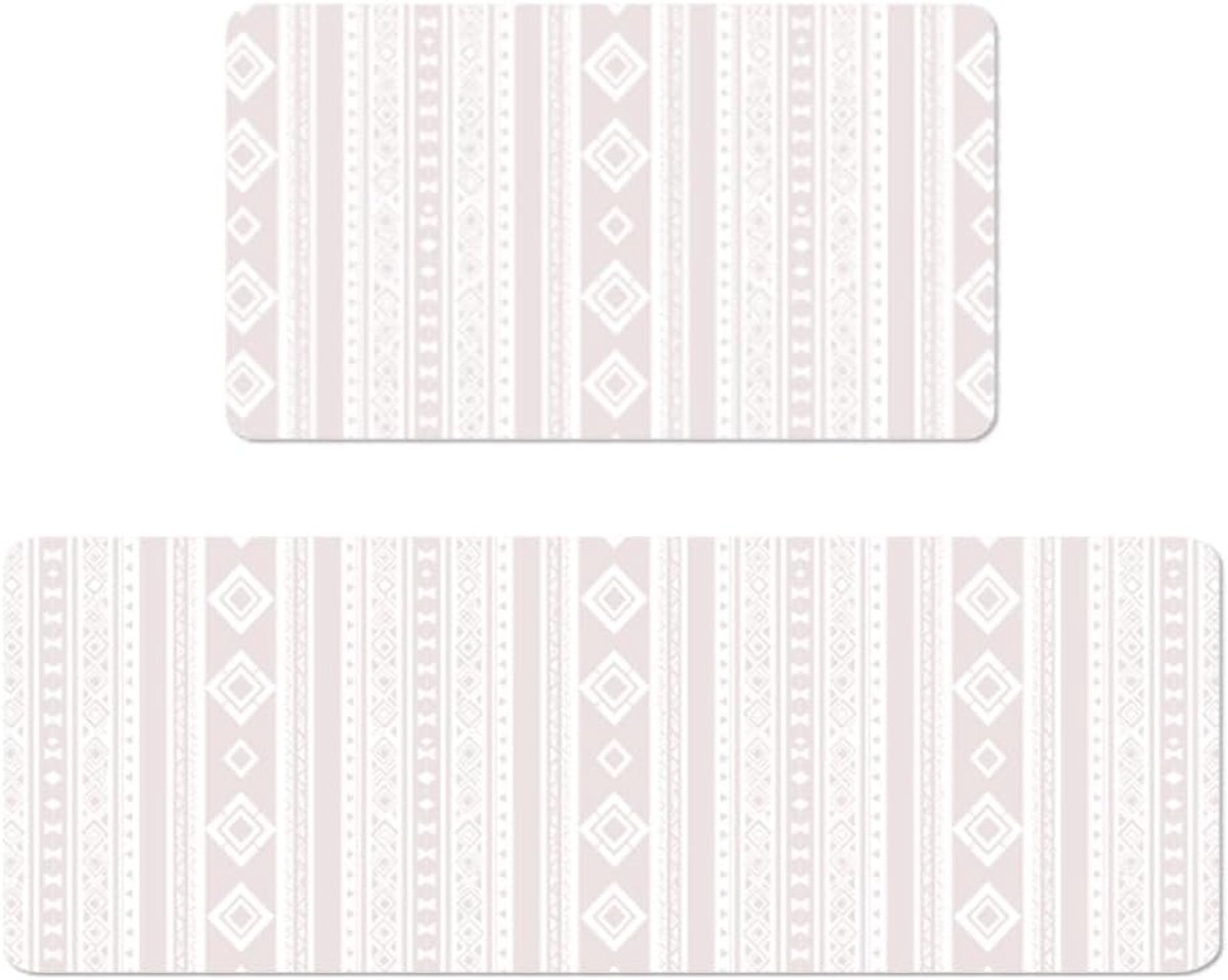 Keukenmat Set - Vloerkleed Loper - Veilig Lopen - Antislip Onderkant - 43 x 76-120cm - Wit