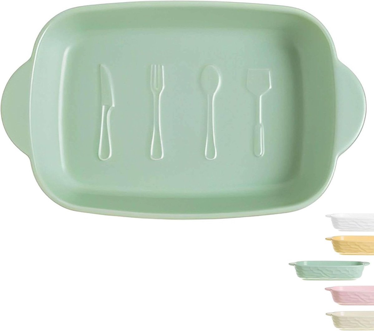 Keramische Ovenschaal - Diepe Bakplaat - Oven Magnetron - Met Deksel - 21.5cm - Groen