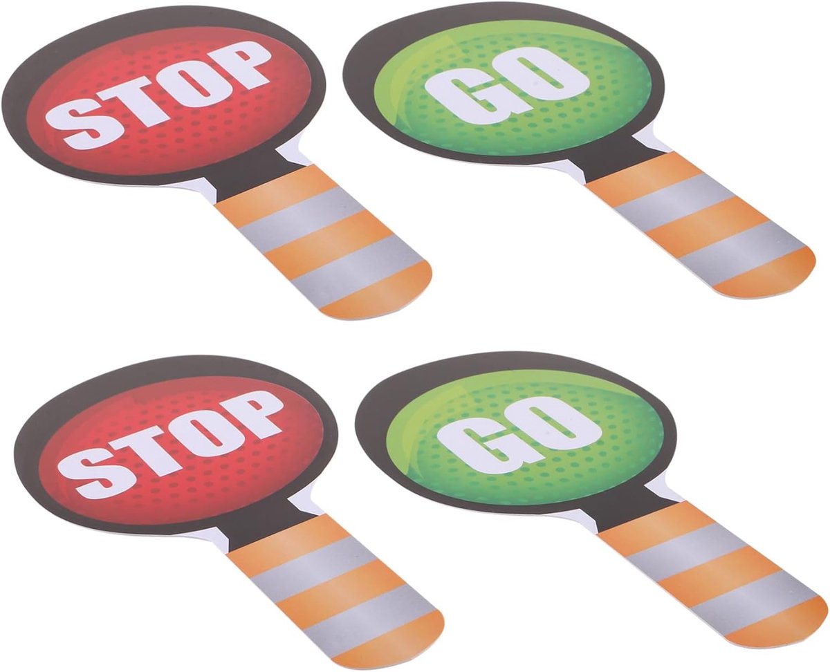 Verkeersborden Set - Stop Bords - Verkeerseducatie Kinderen - Dubbelzijdig Ontwerp - 25x12.7cm - Diverse Kleuren