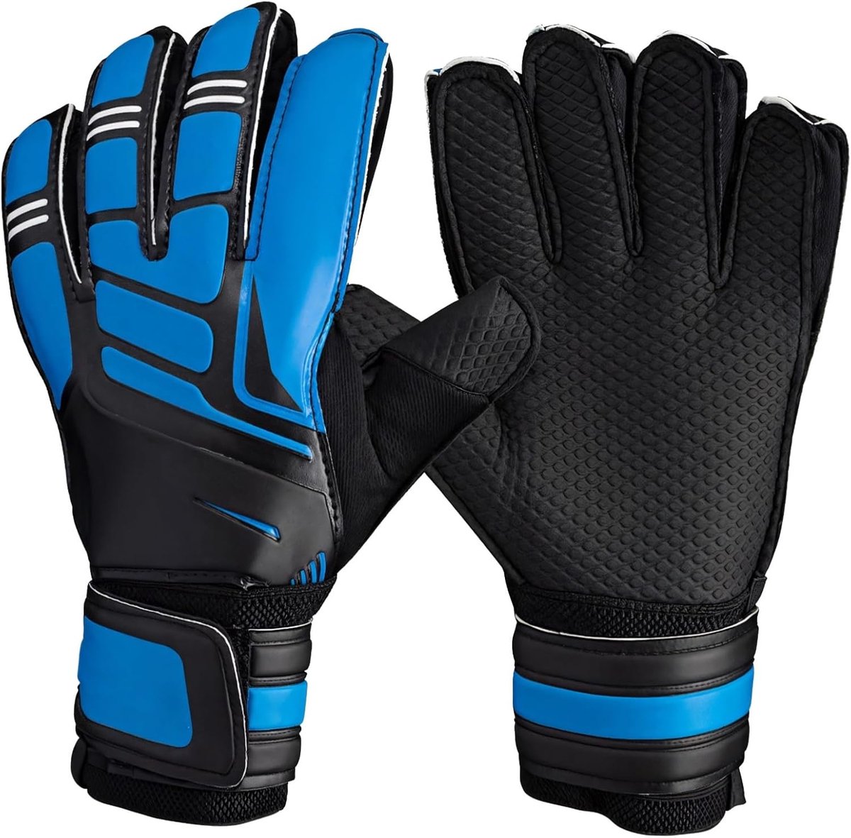 Voetbal Keepershandschoenen - Vingerbescherming Grip - Training Wedstrijd - Verstelbare Dubbele Polsband - Maat 9 - Blauw