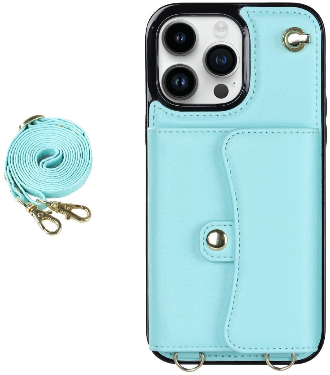 Hoesje geschikt voor Samsung Galaxy S26 Ultra - Backcover - Koord - Pasjeshouder - Portemonnee - Kunstleer - Lichtblauw