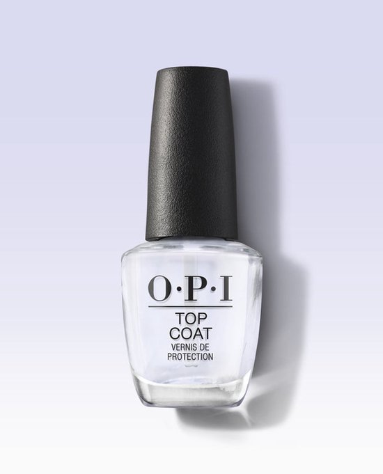 O.P.I. Top Coat flesje met zwarte dop en de tekst 'Vernis de Protection'.