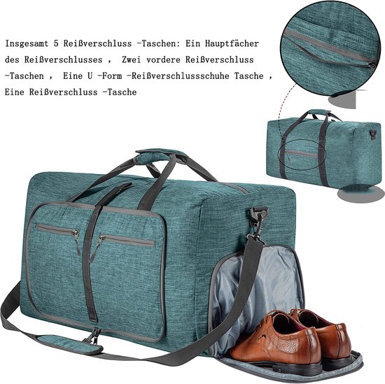 Opvouwbare Reis- en Weekendtas - 65 Liter Capaciteit - Waterdicht Ontwerp - Met Binnenvakken - Ideaal voor Mannen en Vrouwen van Merkloos — afbeelding 3