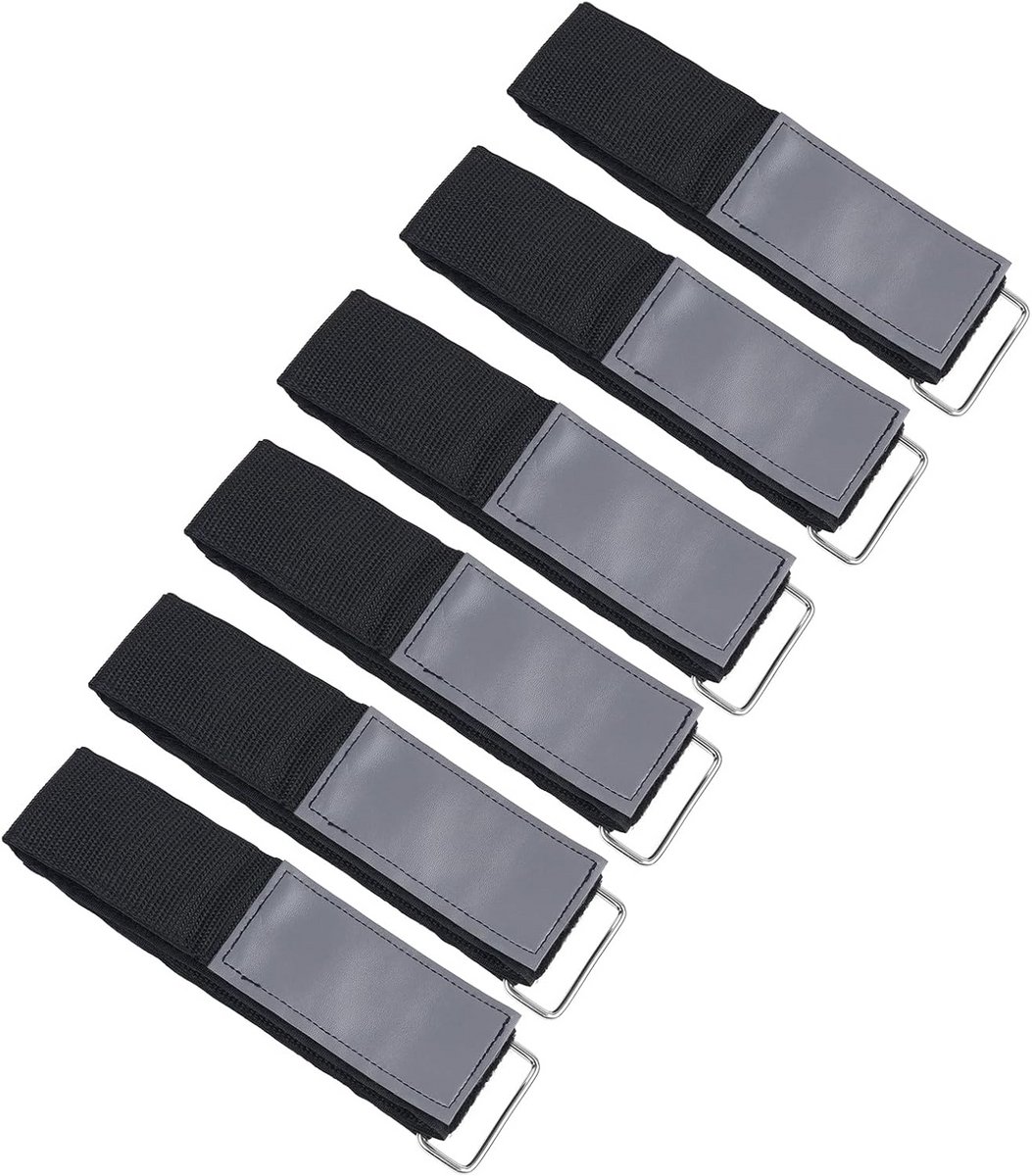 Multifunctionele Ladderbanden - Sterke Vastbindende Riemen met Haak en Lus Bevestiging (33" x 2") - 6 Stuks Zwart