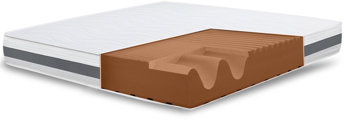 White Stone The White Stone Matras 130x220 cm Antibacterieel Schuim | Hoogte 25 cm | 3D Air Hypoallergeen Hoes | Orthopedisch Thermosensitief Matras Bianco, Grigio