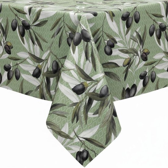 hometrixx Groen tafelkleed met esdoornbladeren, 140 x 180 cm