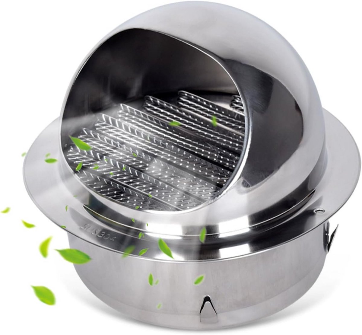 Rond Ventilatierooster 110 mm RVS met Insectennet en Hoed - Regenbestendig voor Buiten